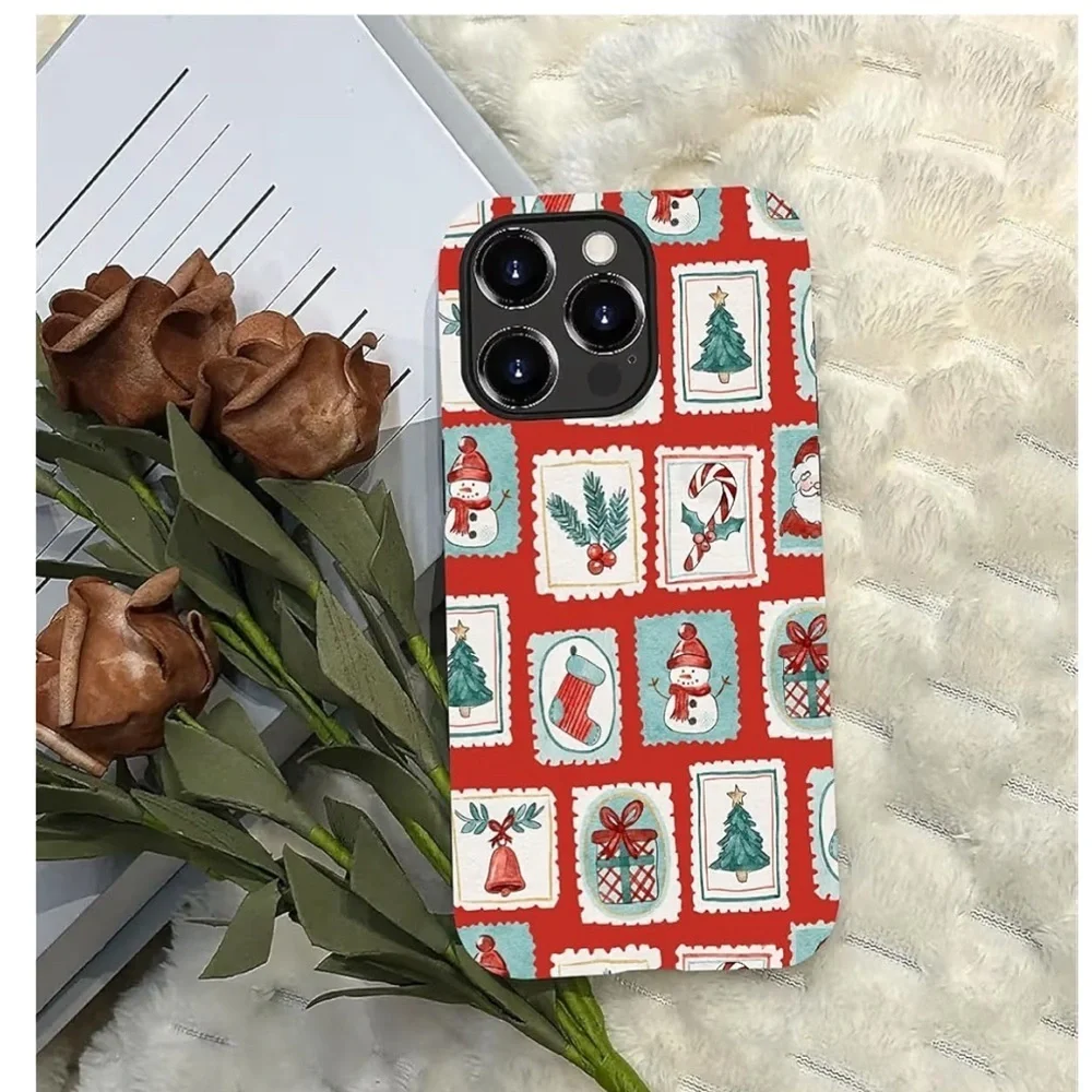 Compatible with for iPhone 13 Pro,Watercolor Christmas Stamp Snowman Phone Case